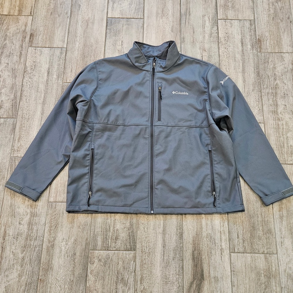 Columbia Mens Ascender Water Resistant Softshell Jacket 3X Gray Full Zip Lined
